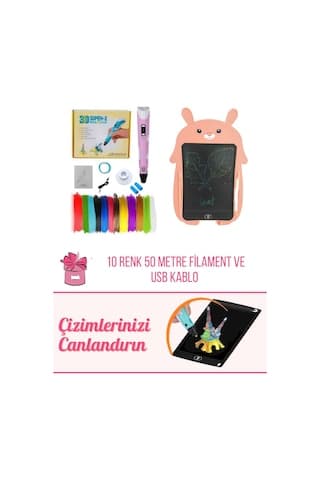 3dpen Üç Boyutlu Yazıcı Kalem Ve Grafik Yazı Tableti Set Pembe