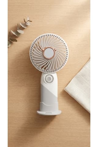 Mini El Fanı Gri Gold Detaylı Kompakt Tasarımlı, Usb Şarjlı Güçlü Taşınabilir Vantilatör Fan-pl117