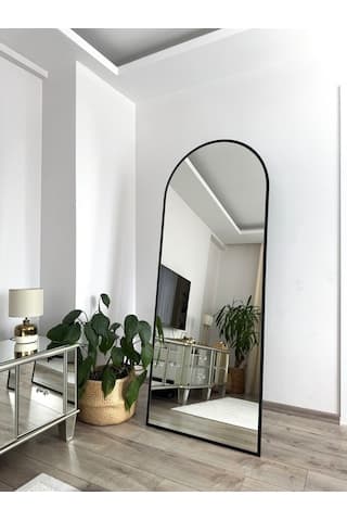 Effe Siyah Metal Çerçeveli 180x70 Ayaklı Boy Aynası
