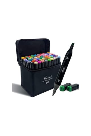 Hannah 60 Parça Siyah Çantalı Çift Taraflı Marker Seti