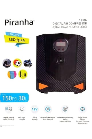 Piranha 11316 Dijital Hava Kompresörü 150psı-30l