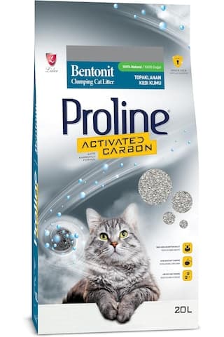 Proline Aktif Karbonlu Topaklaşan Bentonit Kedi Kumu 20 L