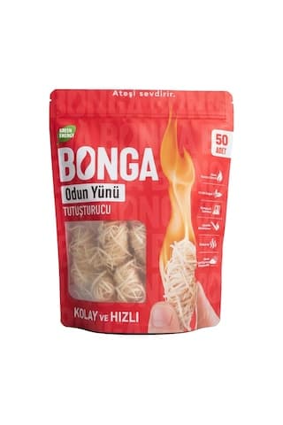 Bonga Mangal Ve Ateş Tutuşturucu 50 Adet 700 GR - Jel Ve Çıra Alternatifi Doğal Odun Yünü
