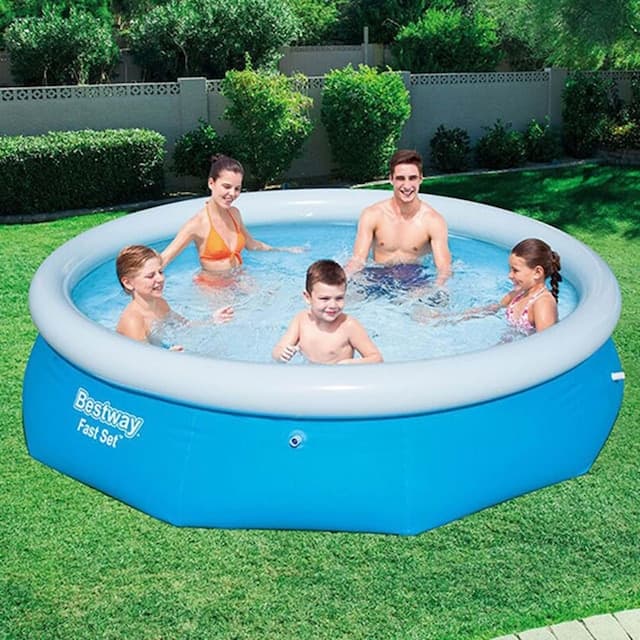 Heykida Büyük Boy Pompalı Aile Havuzu 211x140x46 Mavi - Beyaz