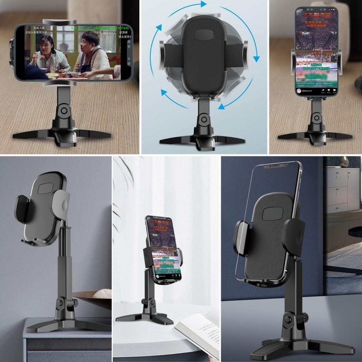 Masaüstü Telefon Standı 360 Derece Dönebilen Başlıklı Ayaklı Telefon Tripodu 5332