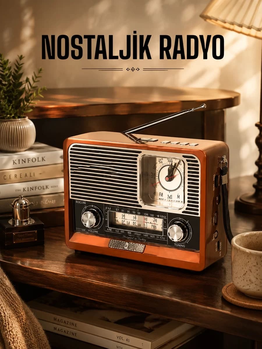 Hepsi Ahşap Görünümlü Retro Bluetooth Radyo Usbaux Ve Sd Kart Girişli Najmaddin