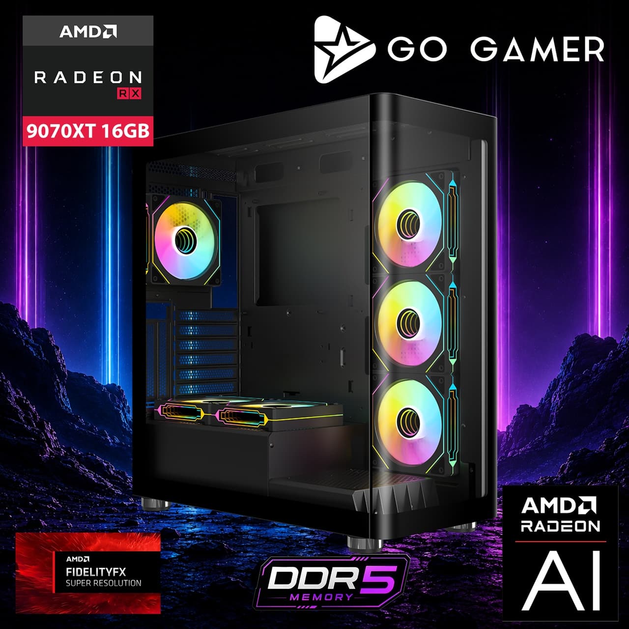 Go Gamer AE422DP R7-7700 32 GB 1 TB SSD RX9070XT 16 GB 27" Free Dos Oem Paket Masaüstü Oyuncu Bilgisayarı