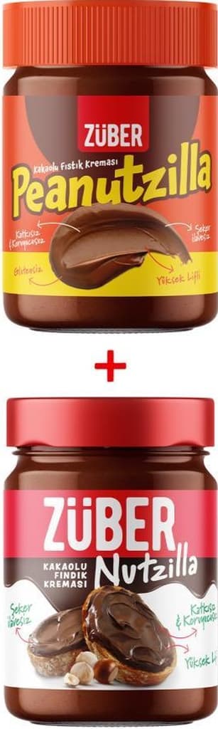 Züber Peanutzilla Kakaolu Fıstık Kreması 315 G + Nutzilla Fındık Kreması 315 G