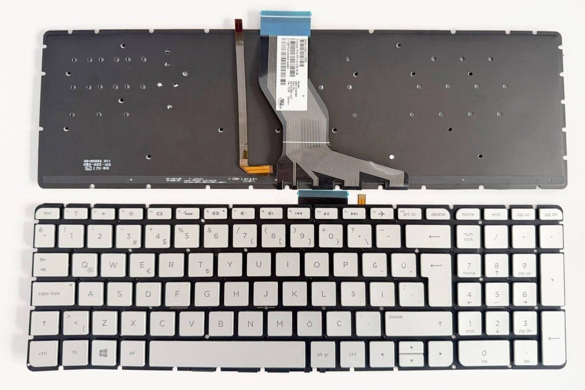 Hp Pavilion 15-ab103nt T9p07ea 15-ab051nt M7w69ea Klavye Gri Gümüş Renk Aydınlatmalı Işıklı Tuş Takımı