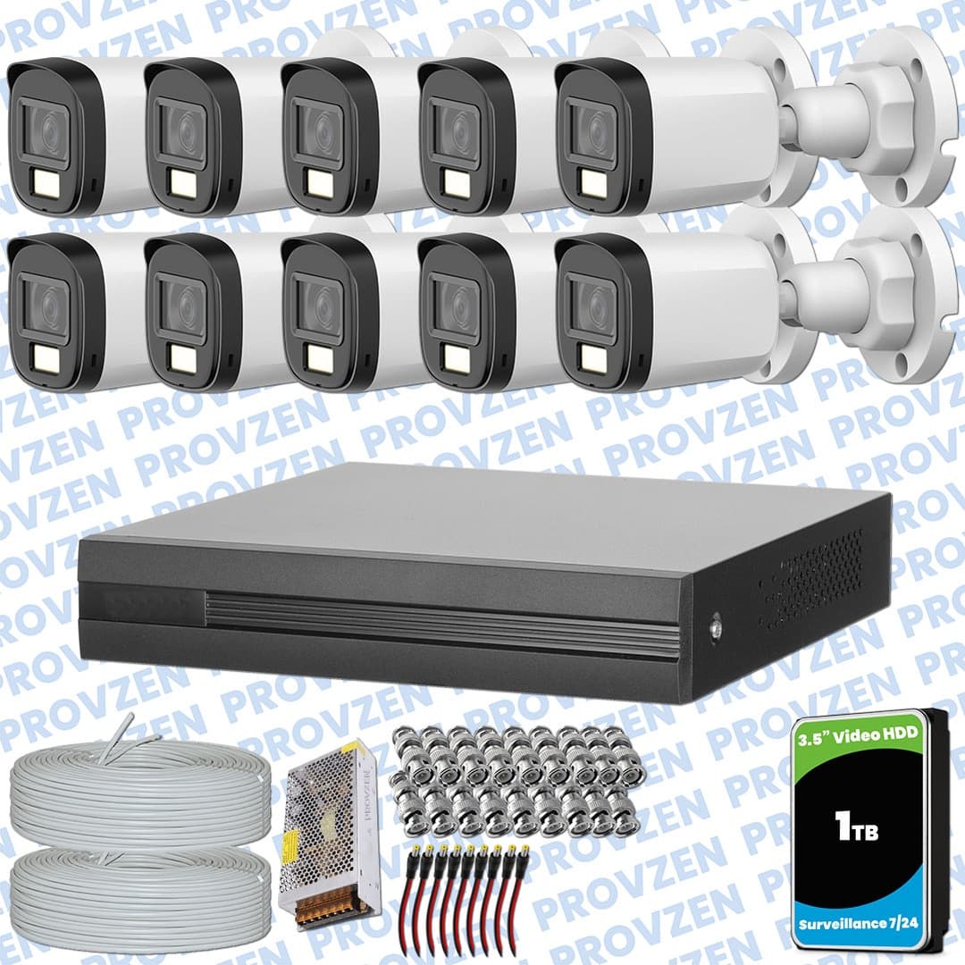Provzen Dahua 10 Kameralı Full Hd Fullcolor Mikrofonlu Güvenlik Kamerası