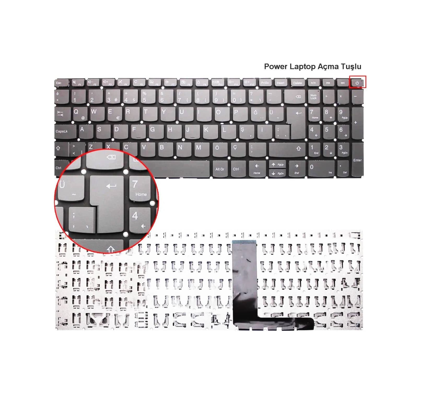 Lenovo V15-iil 82c500r1tx Klavye Füme Renk Tuş Takımı
