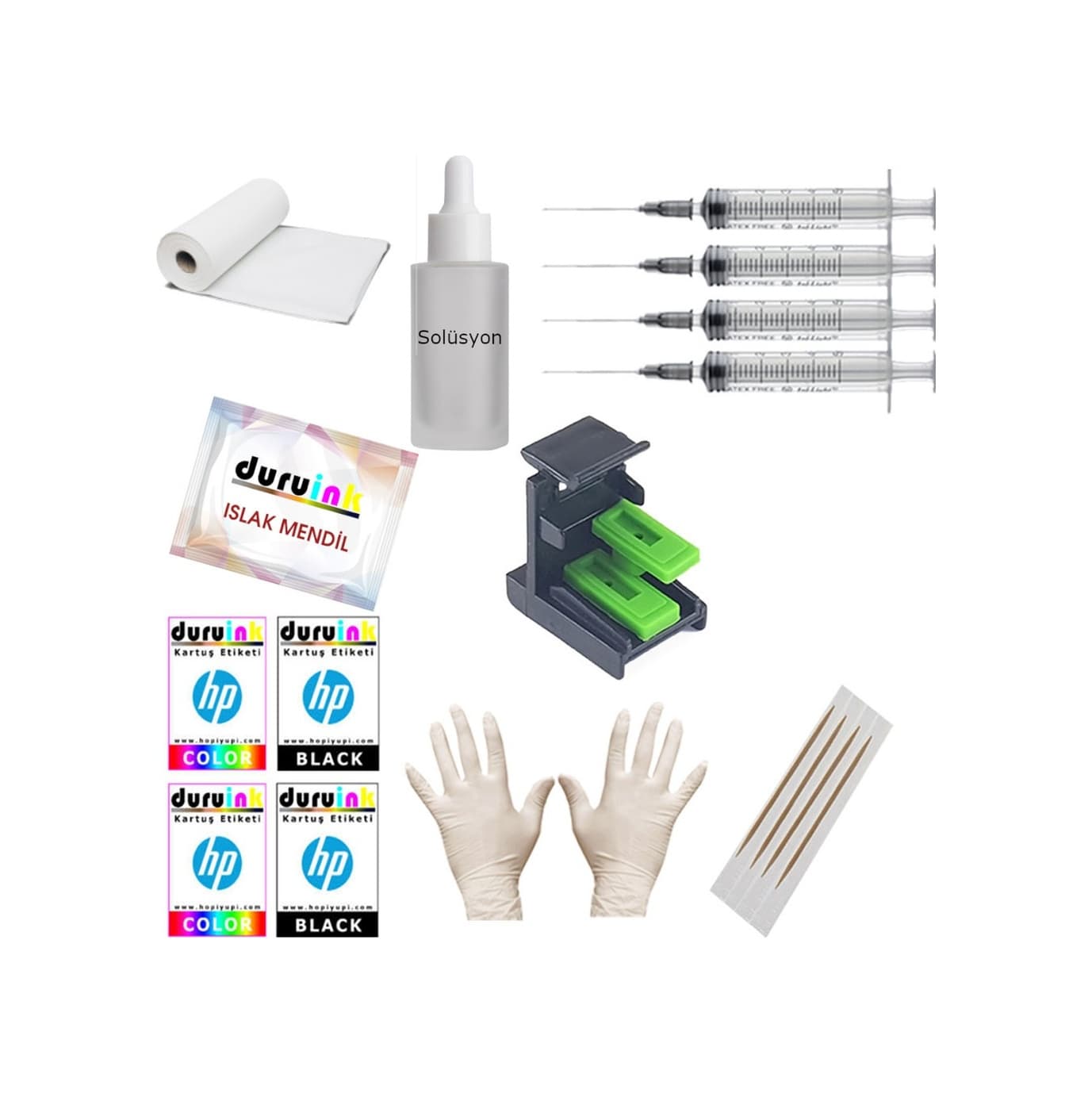 Hp 1210 1210v 1210xi 27 28 Kartuş Dolum Seti 500ml Siyah+3x100ml Renkli