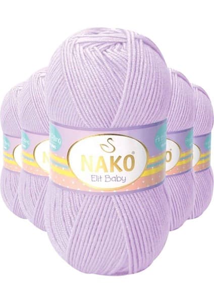 Nako 5 Adet Elite Baby El Örgü Ipi Tüylenmeyen Bebek Yünü Mine Çiçeği