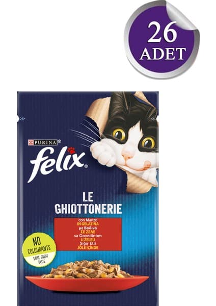 Purina Felix Yetişkin Sığır Etli Yaş Mama 26 x 85