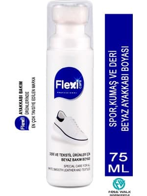 Flexi Care Güçlendirilmiş Seri Spor Beyaz Deri Ve Kumaş Ayakkabı Boyası 75 Ml 1 Adet