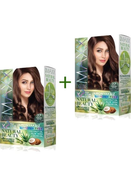 Maxx Deluxe 2 Paket Natural Beauty Amonyaksız Saç Boyası 7 Karamel