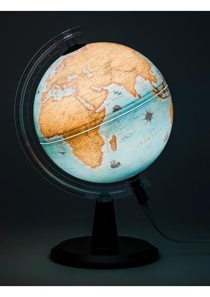 Küre Işıklı Antik Grafik Standlı 20 cm