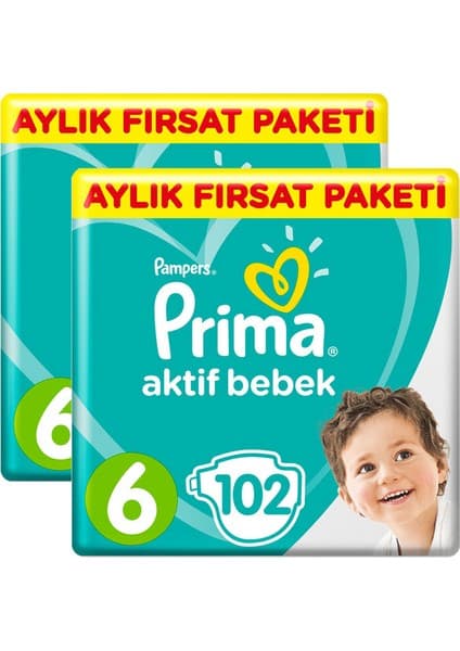 Prima Aktif Bebek Bezi 6 Beden X Large 2 Aylık Fırsat Paketi