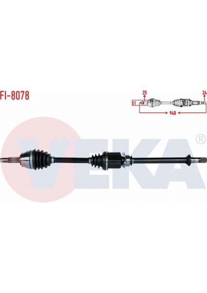 Veka Fıat Doblo (119,123) 1.3 Mjt M-T Uzunluk 940 mm 2005-2010 Komple Aks Sağ Ön