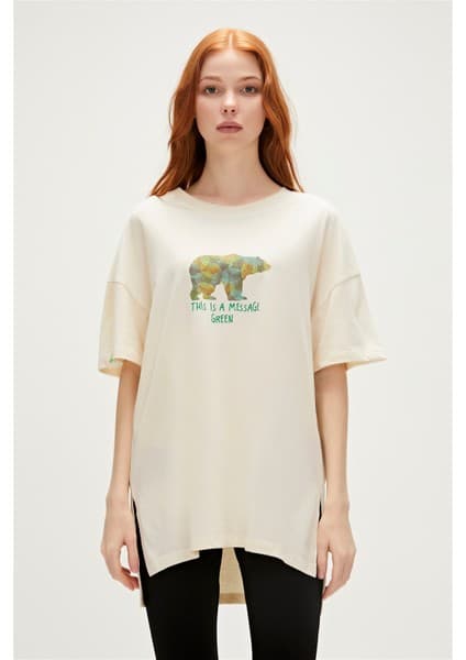 Bad Bear Re-Finger Recycle Marshmallow Beyaz T-Shirt Baskılı Kadın