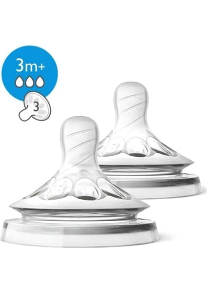 Philips Avent 3m+ 3 Damla Silikon Biberon Emziği 2'li Doğal Emme Hissi İçin