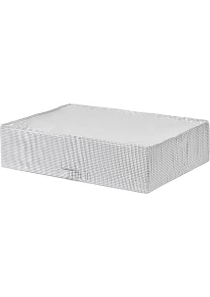 IKEA Stuk Dekoratif Beyaz-Gri Kare Desenli Saklama Kutusu,