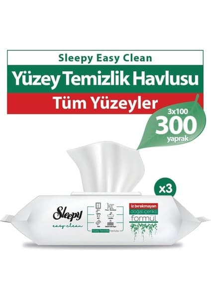 Sleepy Yüzey Temizlik Havlusu 300 Yaprak Yumuşak Dokulu Ferah Koku Günlük Kullanım