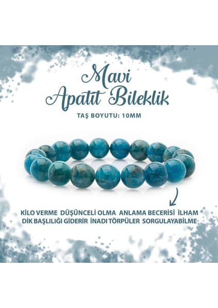 Deniz Doğal Taş Sertifikalı Mavi Apatit 10MM Doğal Taş