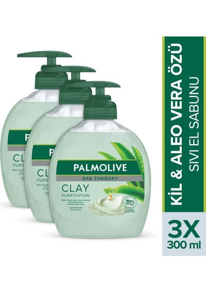 Palmolive Spa Therapy Clay Purification Kil ve Aloe Vera Özü Sıvı El Sabunu 3 x 300