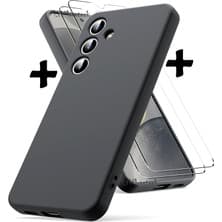 M.TK Moveteck Galaxy S24 5g Kılıf Kamera Korumalı Soft Yumuşak Mat Silikon + 9h Tempereli Ekran Koruyucu Cam 2'li Set Ekran Camı ve Kılıf