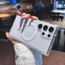 M.TK Moveteck Samsung Galaxy S24 Ultra Kılıf Kamera Çıkıntılı Kablosuz Şeffaf Magsafe Wireless Şarj Kapak