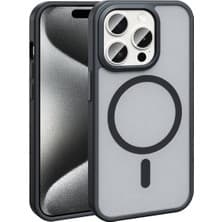 Fibaks Apple iPhone 14 Pro Kılıf Kamera Çıkıntılı Magsafe Şarj Destekli Metal Tuşlu Yumuşak Kenarlı Mat Kapak