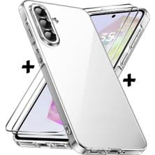 M.TK Moveteck Samsung Galaxy A26 Kılıf Kamera Çıkıntılı Korumalı Yumuşak Şeffaf Silikon +9h Ekran Koruyucu Cam Set