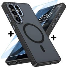 M.tk moveteck Samsung Galaxy S24 Ultra Kılıf Mat Magsafe Şarj Özellikli Hassas Butonlu Yumuşak Renkli Kenarlı + Ekran Koruyucu Cam Set 2in1