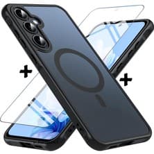 M.tk moveteck Samsung Galaxy A37 Ve A36 Uyumlu Kılıf Mat Magsafe Şarj Özellikli Hassas Butonlu Yumuşak Renkli Kenarlı + Ekran Koruyucu Cam Set 2in1