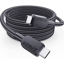 Anker 310 USB-C to USB-C 1,8m 240W Örgülü Kablo - Hızlı Şarj - Evrensel Uyumluluk - Siyah - A81C6 (Anker Türkiye Garantili)