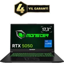 Monster Abra A7 V16.2.2 Intel Core i7 13700HX 32 GB RAM 1 TB SSD 8 GB RTX 5050 FreeDOS 17,3" FHD 144 Hz Oyun Bilgisayarı