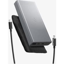 Spigen 20000 mAh Alüminyum Kasa 30W USB-C + USB-A Giriş / Çıkış Hızlı Şarj 3 Portlu Powerbank / 1 Metre Type-C Harici Kablolu Taşınabilir Şarj Cihazı + Taşıma Çantası EA3020 Gray - ABA09434