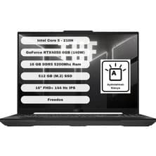 Asus TUF Gaming FX607VU-RL017 Intel Core 5 210H 16GB 512GB SSD RTX4050 Freedos 16" Taşınabilir Bilgisayar