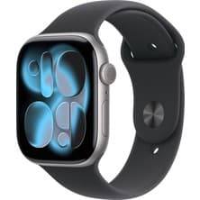 Apple Watch Series 11 Gps, 46 mm uzay grisi Alüminyum kasa ve Siyah Spor kordon - m/l