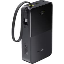 Baseus Enerfill FC51 Bipow2 Pro Dijital Göstergeli Super Hızlı Power Bank Type-C Kablolu, Usb-C 2 Çıkışlı 20000MAH 22.5W Siyah
