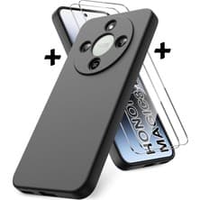 M.TK Moveteck Honor Magic 8 Lite 5g Kılıf Kamera Korumalı Yumuşak Renkli Mat Silikon + 9h Ekran Koruyucu Cam 2in1 Set