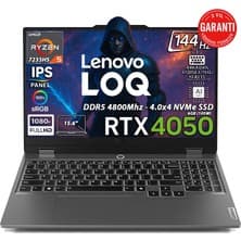 Lenovo LOQ AMD Ryzen 5 7235HS 16GB 512GB SSD RTX4050 Freedos 15.6" FHD 144Hz Oyuncu Taşınabilir Bilgisayar 83JC00H4TR