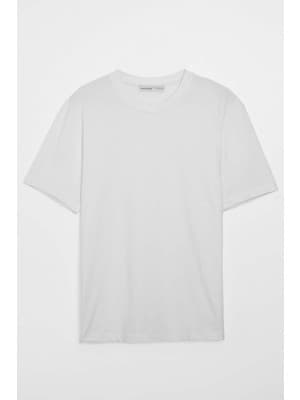 Grimelange Solo Erkek %100 Organik Pamuklu Kalın Dokulu Comfort Fit Bisiklet Yakalı Beyaz T-shirt