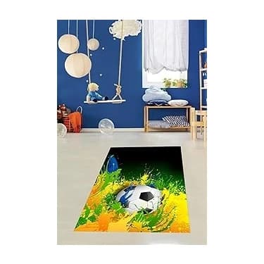 Mey İthalat Pelangi Futbol Topu Desenli Dijital Baskılı Kaymaz Taban Yıkanabilir Leke Tutmaz Mutfak