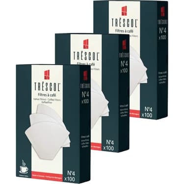 Mey İthalat Trescol Kahve Filtresi 4 Numara (Büyük Boy) Beyaz Kağıt 3X100 300'LÜ