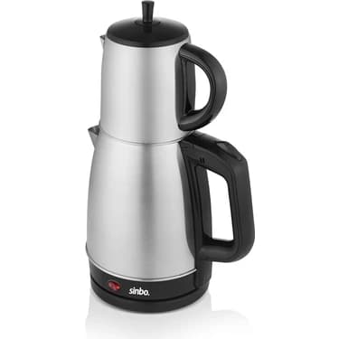Mey İthalat Sinbo STM-5845 Çelik Elektrikli Çay Makinesi Inox Çaycı 2-In-1 Demlik Su Isıtıcı 1600W