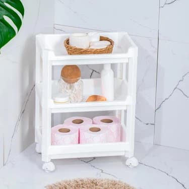 Mey İthalat Porsima Rafty-73-1 Tekerlekli 4 Katlı Düzenleyici - 35,5 x 22 x 48 cm Hareketli Geniş