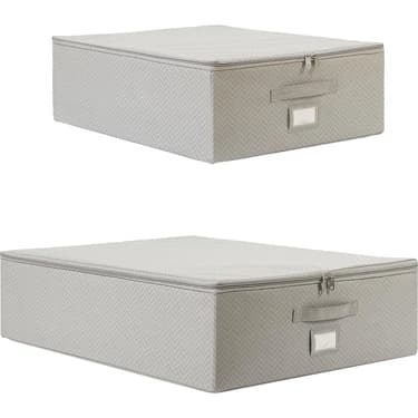 Mey İthalat Ocean Home Textile 2'li Gri Balıksırtı Destekli Hurç Set 45 x 55 x 18 + 55 x 70 x 18