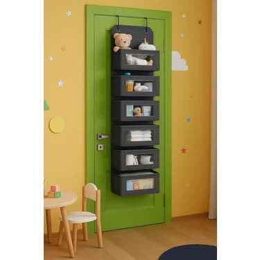 6 Katlı Kapı Arkası Düzenleyici Raf Bebek Eşyası Çocuk Odası Banyo Organizer